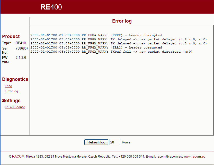 Error log