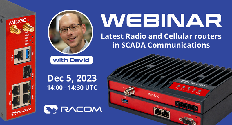 Webinar ‘Latest Radio and Cellular Routers in SCADA‘, RipEX Radio Modems on Glacier, RAy in Las Vegas